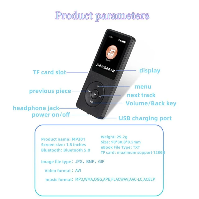 Alt view image 13 of 14 - Bluetooth MP3 MP4 Player Student Portable Music Player with Recording, Speaker, Dictionary, TF Card Slot