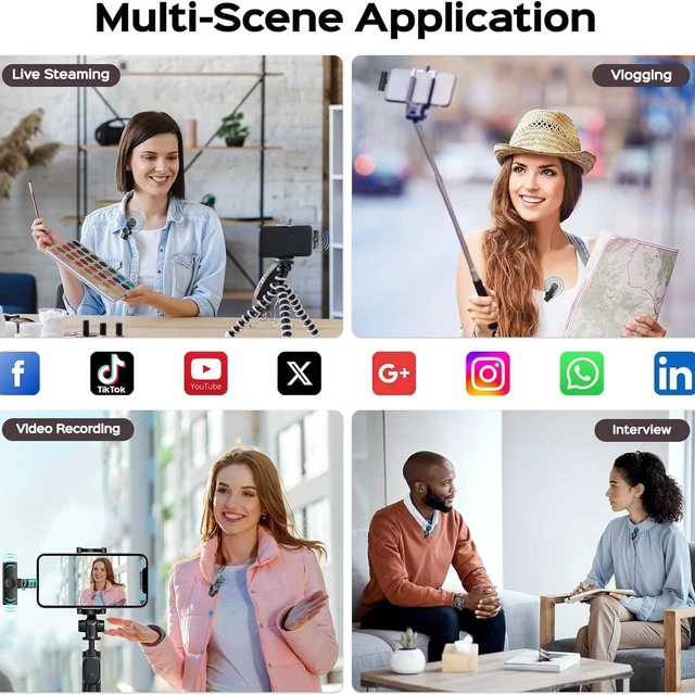 Alt view image 9 of 10 - Wireless Lapel Microphone K11 Mini Portable, Noise Reduction, Reverb, for TikTok/Phone Live Streaming, Vlog, Interview