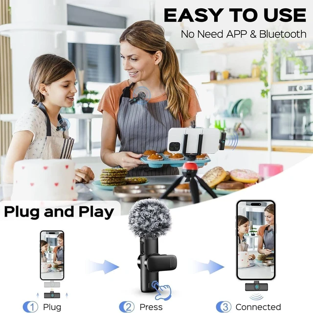 Alt view image 8 of 10 - Wireless Lapel Microphone K11 Mini Portable, Noise Reduction, Reverb, for TikTok/Phone Live Streaming, Vlog, Interview