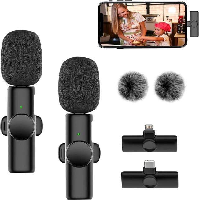 Alt view image 10 of 10 - Wireless Lapel Microphone K11 Mini Portable, Noise Reduction, Reverb, for TikTok/Phone Live Streaming, Vlog, Interview