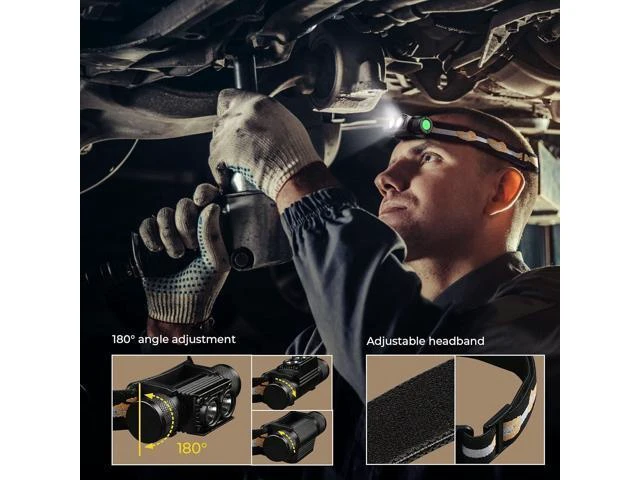 Alt view image 11 of 12 - Headlamp 1200 Lumen Rechargeable Head Lamp with Bright SST40 LED Waterproof for Kids and Adults for Camping Running Hiking Emergency Outdoor Hard Hat