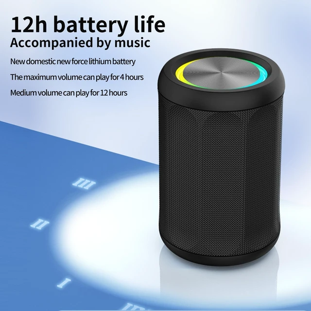 Alt view image 13 of 17 - M5 Wireless Bluetooth Speaker, Dolby Surround Sound Portable Outdoor Speaker with RGB Lights, Heavy Bass Subwoofer, Cylinder Fabric Design, Bluetooth 5.4, 10m Range, 3-10H Playtime Waterproof for Be