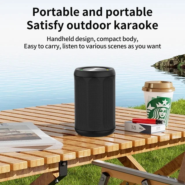 Alt view image 14 of 17 - M5 Wireless Bluetooth Speaker, Dolby Surround Sound Portable Outdoor Speaker with RGB Lights, Heavy Bass Subwoofer, Cylinder Fabric Design, Bluetooth 5.4, 10m Range, 3-10H Playtime Waterproof for Be