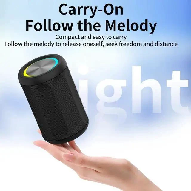 Alt view image 17 of 17 - M5 Wireless Bluetooth Speaker, Dolby Surround Sound Portable Outdoor Speaker with RGB Lights, Heavy Bass Subwoofer, Cylinder Fabric Design, Bluetooth 5.4, 10m Range, 3-10H Playtime Waterproof for Be