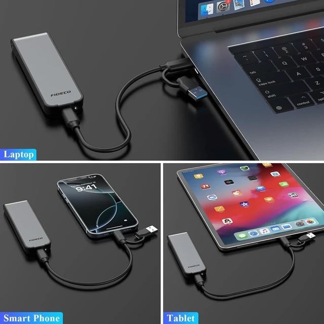 Alt view image 11 of 14 - FIDECO M.2 NVMe SSD Enclosure, M.2 NVMe to USB Adapter, USB 3.2 Gen 2 (10Gbps) SSD Reader for M & M+B Key, Sandwich Style Design, Tool-Free Installation, Support UASP and Trim (Grey)