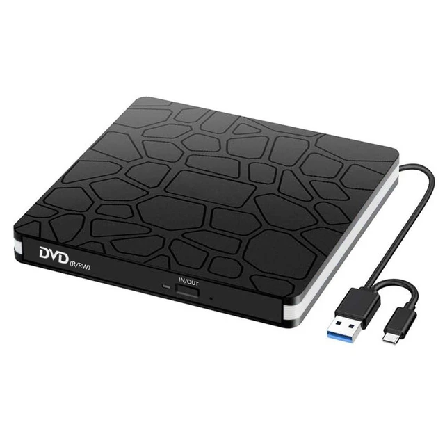 Alt view image 8 of 14 - External DVD Drive, USB 3.0 & Type-C Dual Interface Portable CD/DVD Burner for Laptop & Desktop External Optical Drive for PC, Tray-Load, Plug & Play, Ultra-Slim White edge