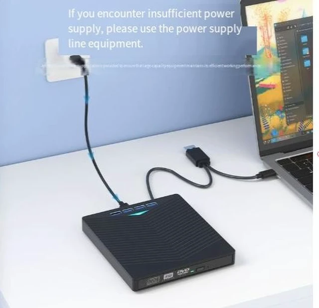 Alt view image 10 of 10 - Multi-Function External USB 3.0 DVD Drive Portable CD/DVD Burner for Laptop/Desktop, with USB 3.0 + Type-C + SD/TF Card Slots, Plug-and-Play