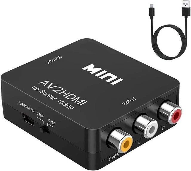 Alt view image 11 of 14 - New Mini RCA AV to HDMI Converter Adapter Composite AV2 HDMI 1080P DVD HDMI to AV with audio Video PAL NTSC mode USB cable