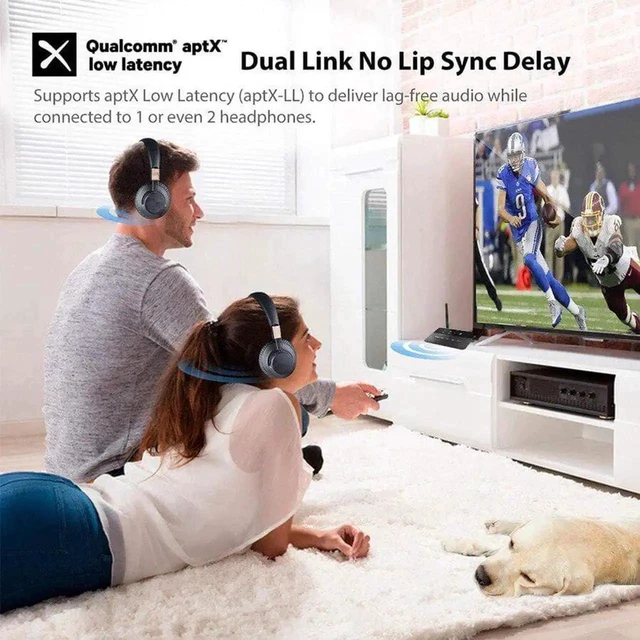 Alt view image 10 of 10 - WISDUM 80M Bluetooth 5.0 RCA Transmitter Receiver Bypass Aptx LL Music Audio Wireless Adapter 3.5mm AUX Jack For TV PC Car Headphones