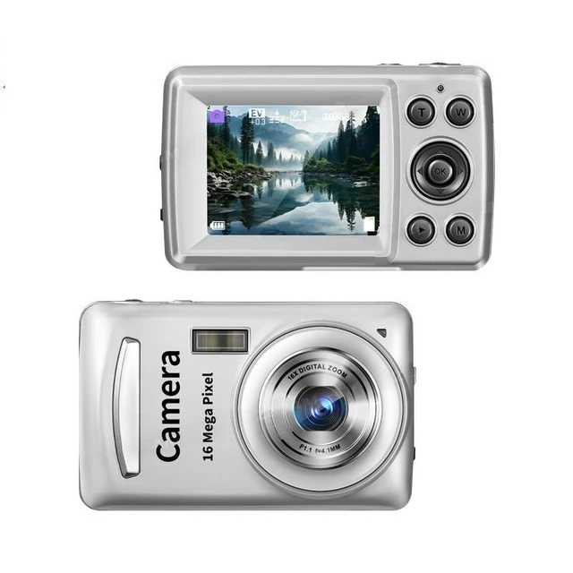 Alt view image 8 of 14 - Vintage Digital Camcorder 16MP HD Video, Selfie Camera, Retro Design for Student Photography Silver No memory card