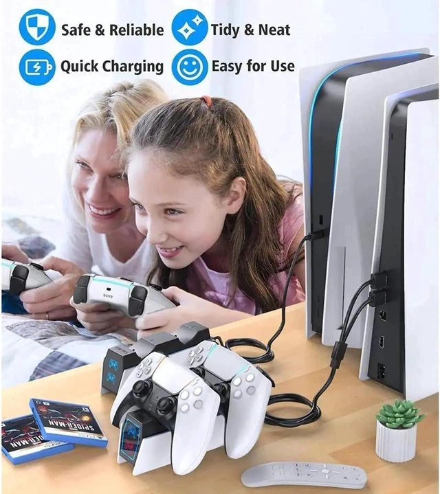 Alt view image 16 of 19 - WISDUM PS5 Controller Charger Dock Standation Compatible with Play Standation 5 DualSense Controller Remote Charger Docking Standation Fast Charging Dock Standation with 2 Types of Cable