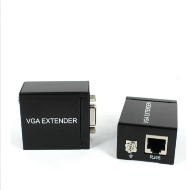 Alt view image 2 of 2 - VGA extender repeater over cat5e/6 cable up to 60M VGA UTP extender work with most monitors projectors, HDTV, and flat panel