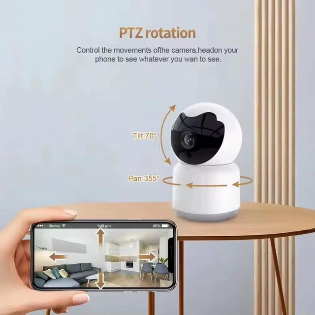 Alt view image 9 of 10 - WiFi Smart Security Camera 360° Indoor/Outdoor, 1080P HD, Mobile Remote, Two-Way Audio, Motion Alert