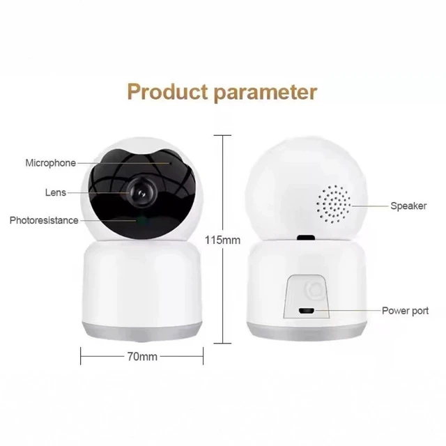 Alt view image 10 of 10 - WiFi Smart Security Camera 360° Indoor/Outdoor, 1080P HD, Mobile Remote, Two-Way Audio, Motion Alert