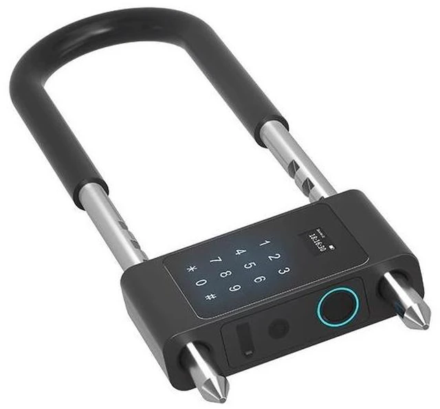 Alt view image 5 of 5 - Smart U-Lock with Fingerprint & Bluetooth, Tuya APP Control, 8-in-1 Keyless Entry for Bike/Motorcycle/Store/Glass Door, 50 Fingerprint Capacity, RFID Card/Password/NFC/Temporary Password