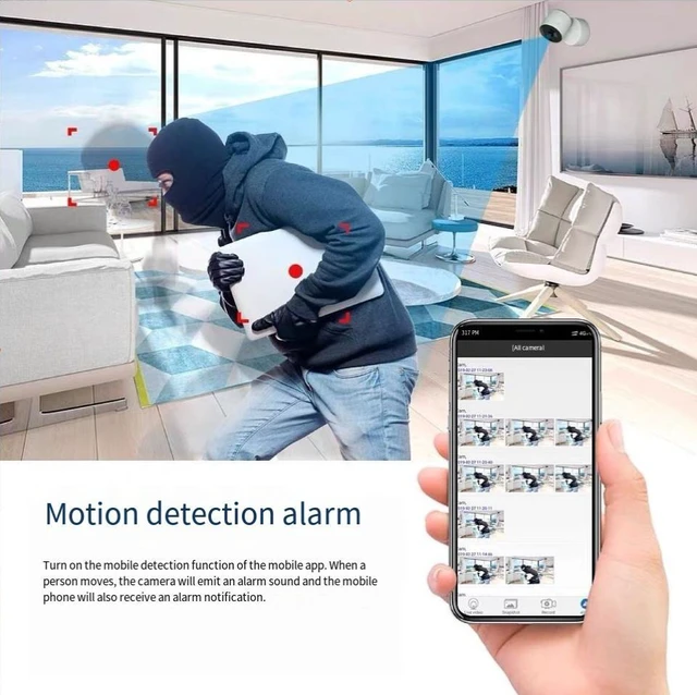 Alt view image 8 of 8 - 3MP HD Indoor WiFi Security Camera 1080P, Infrared Night Vision, Two-Way Audio, Motion Alert, H.265, 128GB TF Card