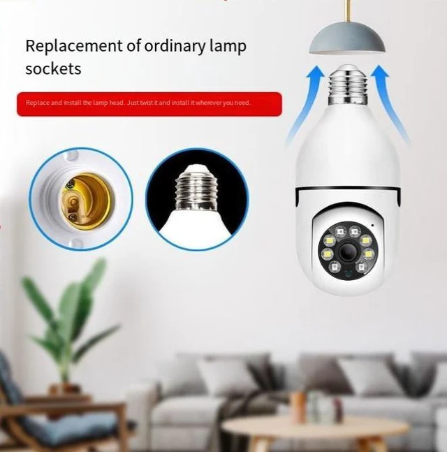 Alt view image 7 of 11 - 2MP Light Bulb Security Camera 2.4G WiFi, 1080P Night Vision, Mobile Remote, Smart Motion Tracking, Two-Way Audio