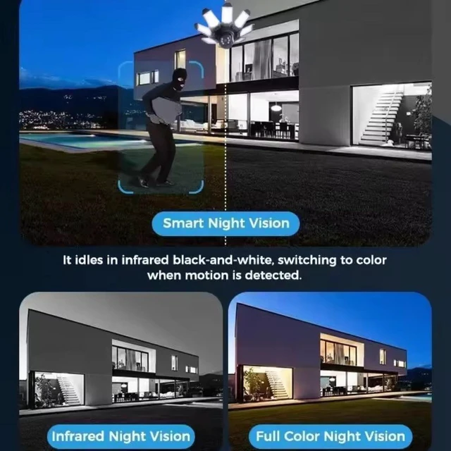 Alt view image 9 of 12 - Light Bulb Security Camera 2-in-1, Wireless WiFi, 1080P HD Night Vision, Mobile Remote, Home Monitor, Motion Alert
