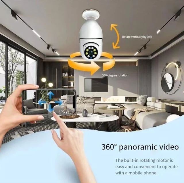 Alt view image 8 of 11 - 2MP Light Bulb Security Camera 2.4G WiFi, 1080P Night Vision, Mobile Remote, Smart Motion Tracking, Two-Way Audio