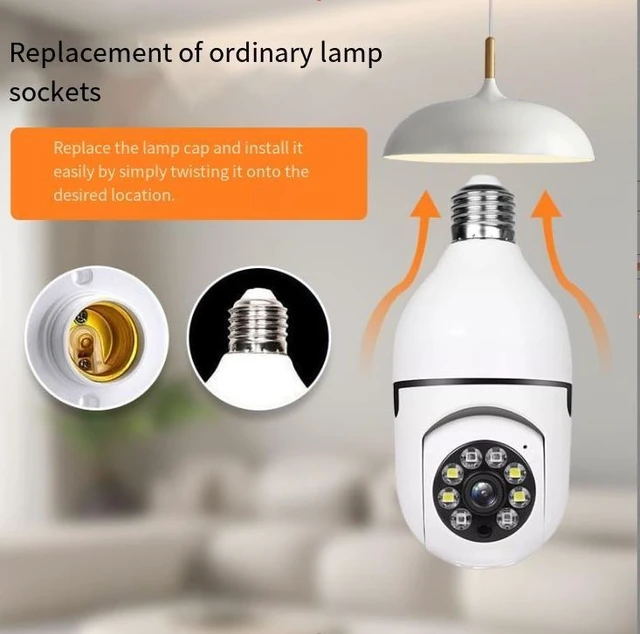 Alt view image 9 of 11 - 2MP Light Bulb Security Camera 2.4G WiFi, 1080P Night Vision, Mobile Remote, Smart Motion Tracking, Two-Way Audio