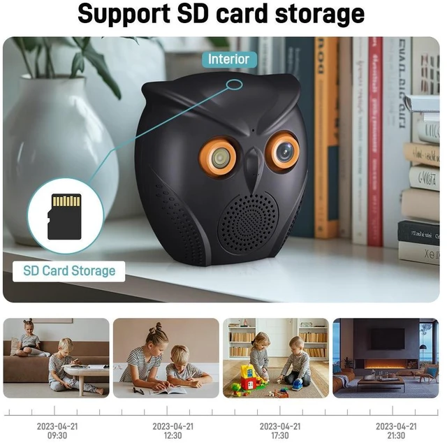 Alt view image 7 of 10 - Owl Bluetooth Speaker HD Security Camera Human Detection, Ultra-Wide Angle, 1080P, Two-Way Audio, Voice Alerts, Cloud Storage