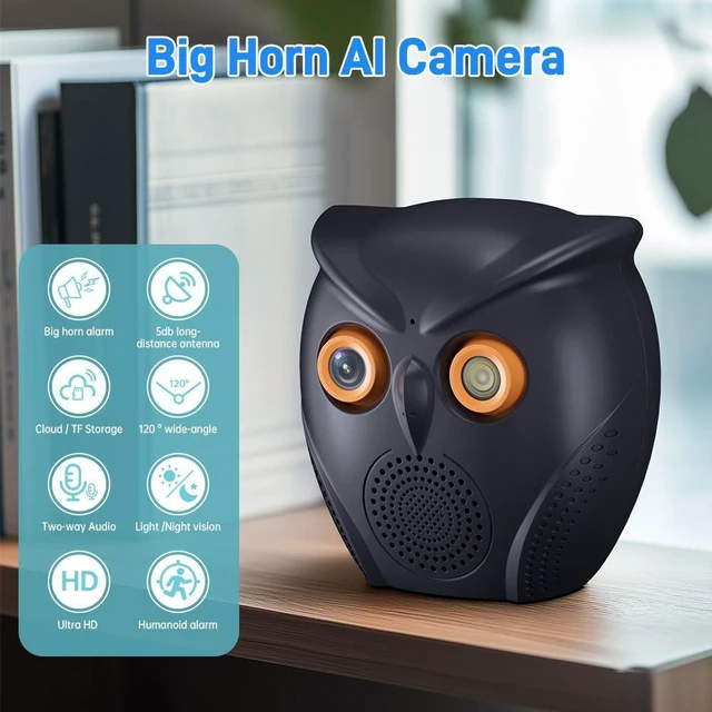 Alt view image 8 of 10 - Owl Bluetooth Speaker HD Security Camera Human Detection, Ultra-Wide Angle, 1080P, Two-Way Audio, Voice Alerts, Cloud Storage