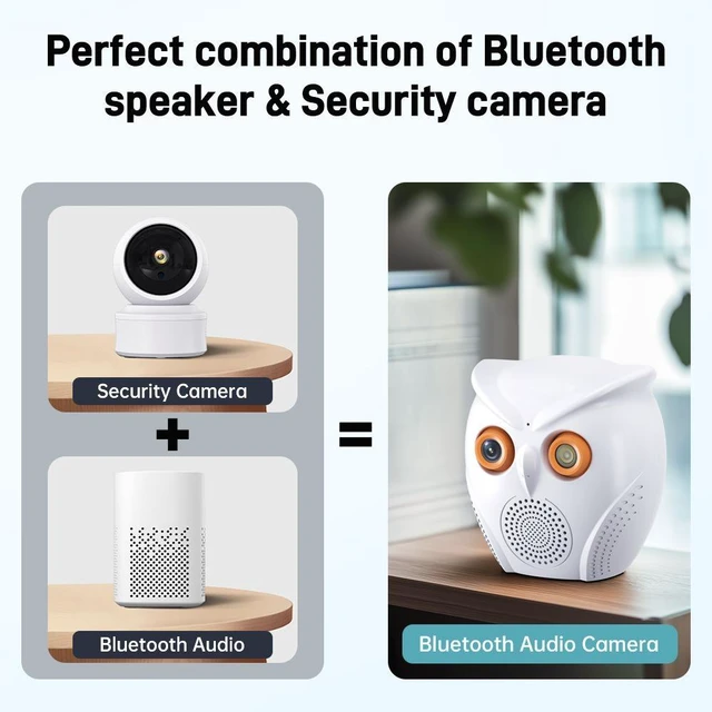 Alt view image 10 of 10 - Owl Bluetooth Speaker HD Security Camera Human Detection, Ultra-Wide Angle, 1080P, Two-Way Audio, Voice Alerts, Cloud Storage
