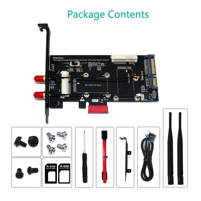 Alt view image 12 of 12 - PCI-E WiFi Adapter Mini PCI-E to PCI-E Network Card mSATA SSD to SATA 2.5 Adapter with SIM Card Slot for 3G/4G/LTE Wi Fi Adapter