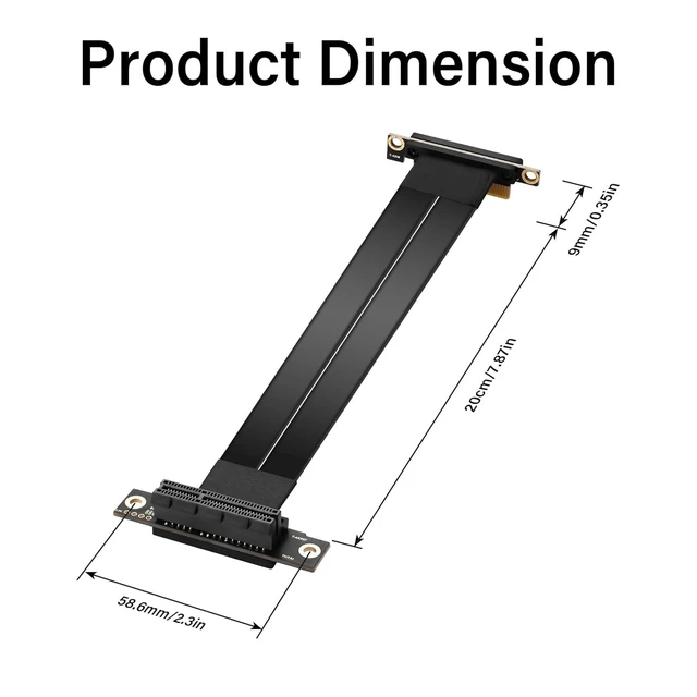 Alt view image 9 of 14 - PCIe 3.0 X4 Extension Cable 90 Degree PCI-E 4X Male to Female Riser Cable 20CM (90 Degree)