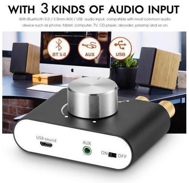 Alt view image 10 of 14 - Nobsound Mini Bluetooth 5.0 Power Amplifier, Stereo Hi-Fi Digital Amp 2.0 Channel 50W×2 with AUX/USB/Bluetooth Input, Wireless Audio Receiver, PC Sound Card with Power Supply (Black)