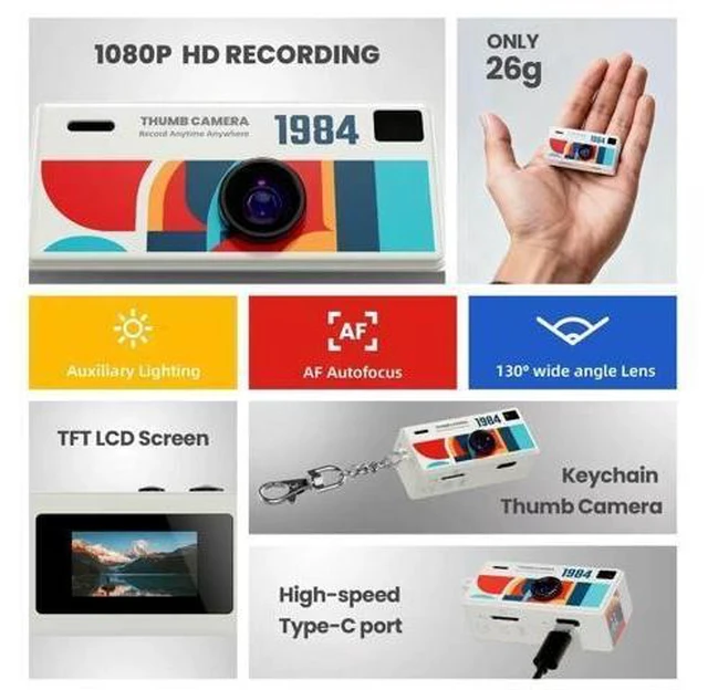 Alt view image 9 of 14 - Mini Retro Camera for Students Portable Small Camera, Backpack Keychain, Photo & Video Recording Black