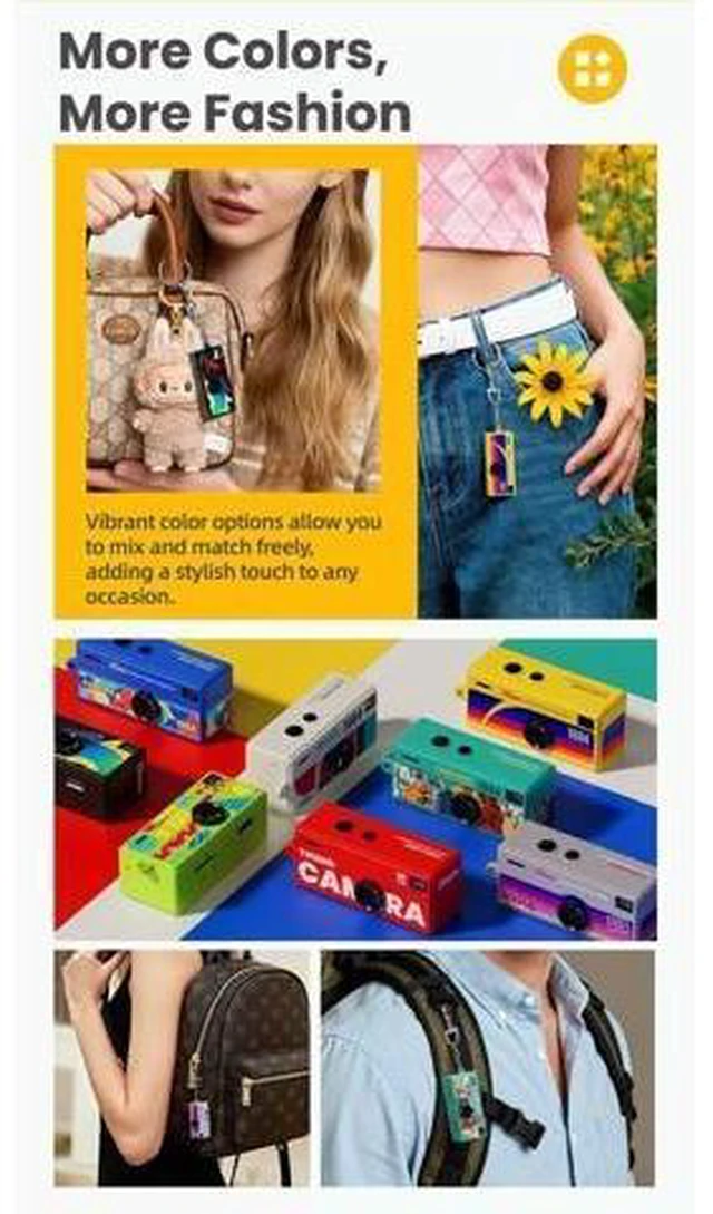 Alt view image 14 of 14 - Mini Retro Camera for Students Portable Small Camera, Backpack Keychain, Photo & Video Recording Black