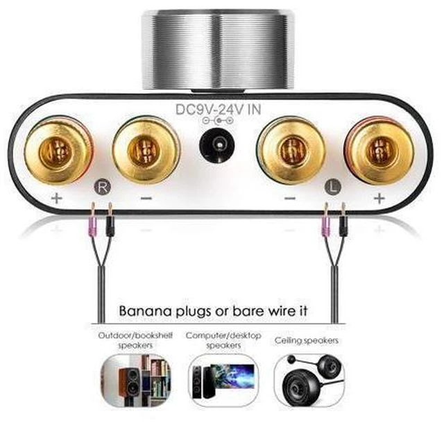 Alt view image 14 of 14 - Nobsound Mini Bluetooth 5.0 Power Amplifier, Stereo Hi-Fi Digital Amp 2.0 Channel 50W×2 with AUX/USB/Bluetooth Input, Wireless Audio Receiver, PC Sound Card with Power Supply (Black)
