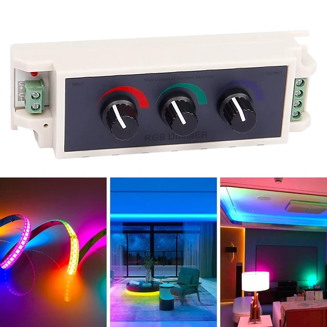 Alt view image 14 of 14 - RGB LED Light Dimmer Knob Controller Switch,DC12-24V 3Channel Brightness Adjust Intelligently for Multi-Color LED Light Strip
