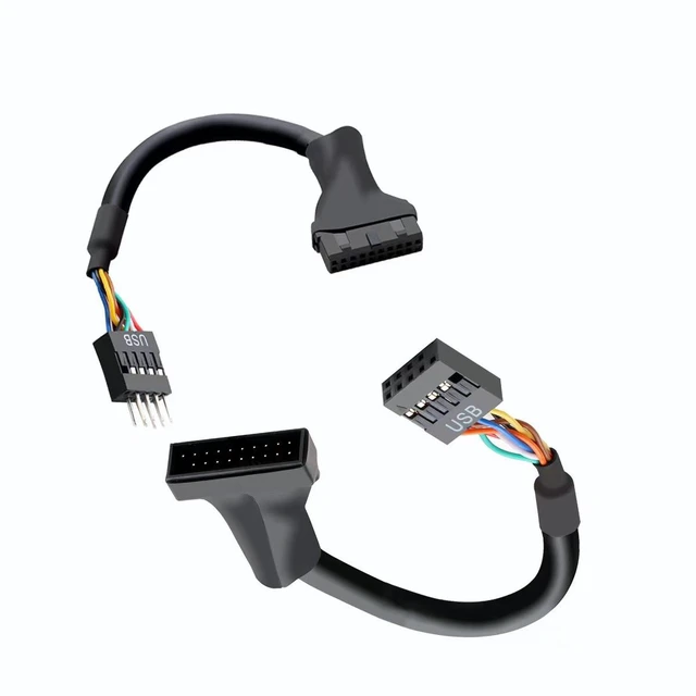 Alt view image 6 of 8 - Motherboard 9-pin female to 20-pin male pin busbar, chassis adapter cable, usb2.0 to usb3.0 data cable