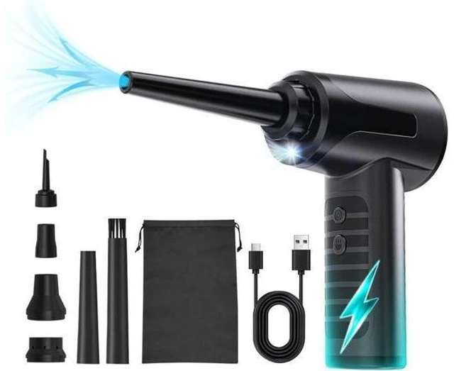 Alt view image 8 of 14 - Electric Compressed Air Duster Rechargable Air Blower for Car 100000RPM Air Can Duster for Computer PC Mini Blower Cordless with Led Light Handheld Blower Keyboard Cleaner Black