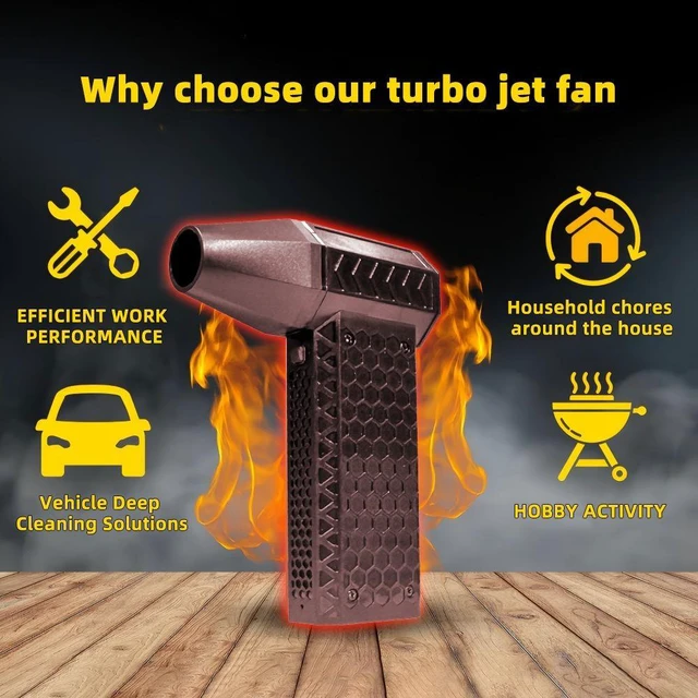 Alt view image 10 of 10 - High-Speed Violent Turbo Fan, Bladeless Handheld Jet Blower 4 Speeds, 2000-4000mAh Battery, 3-6H Runtime Cordless Camping Fan & Powerful Blower for PC Dusting, Car Drying, BBQ Starting, Outdoor Co