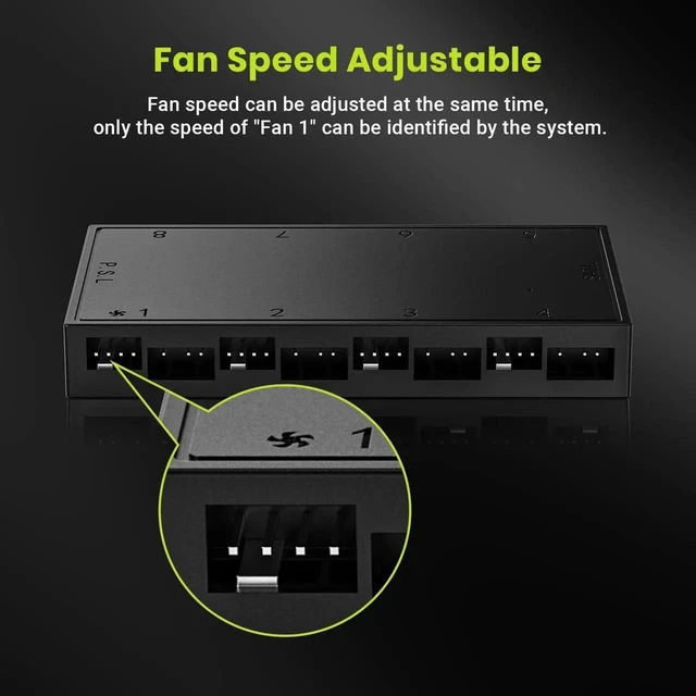 Alt view image 11 of 14 - ID-COOLING HA-08 Fan Hub for Computer Internal Fans, 8 PWM Ports+8 ARGB Ports, ARGB Motherboard Sync, SATA Powered PWM Functional Fan Adapter