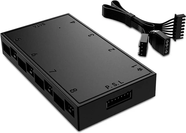 Alt view image 8 of 14 - ID-COOLING HA-08 Fan Hub for Computer Internal Fans, 8 PWM Ports+8 ARGB Ports, ARGB Motherboard Sync, SATA Powered PWM Functional Fan Adapter