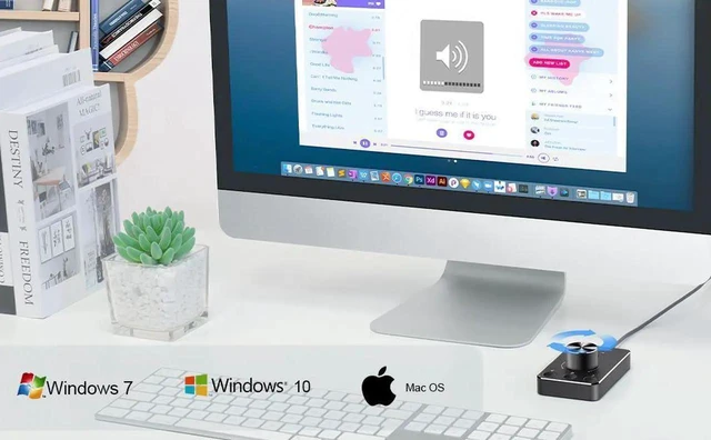 Alt view image 13 of 14 - Multimedia Controller Knob with Mic-Mute Function and Safe Volume Range Setting, USB C Port Audio Adjuster Volume Controller Compatible with Win 7/8/10/11 and Mac OS.