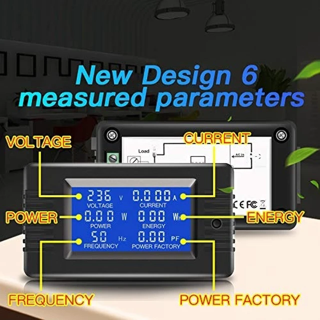 Alt view image 10 of 14 - AC Current Voltage Amperage Power Energy Panel Meter LCD Digital Display Ammeter Voltmeter Multimeter with Split Core Current Transformer CT AC 80-260V 100A Multi-Function Power Monitor