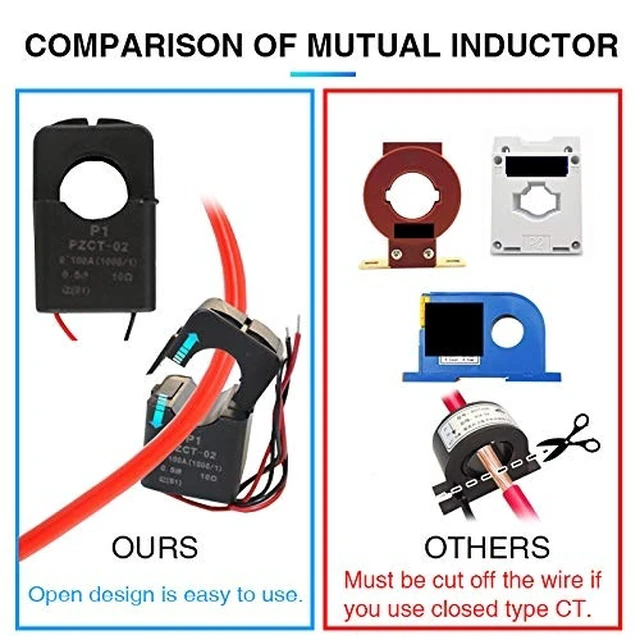 Alt view image 13 of 14 - AC Current Voltage Amperage Power Energy Panel Meter LCD Digital Display Ammeter Voltmeter Multimeter with Split Core Current Transformer CT AC 80-260V 100A Multi-Function Power Monitor