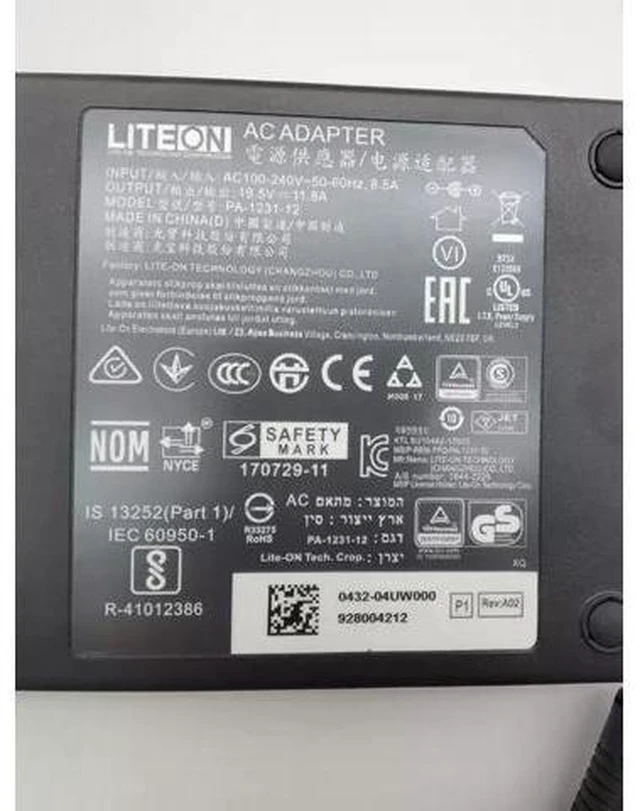 Alt view image 12 of 12 - 19.5V 11.8A 230W 7.4x5.0mm LITEON PA-1231-12 AC Adapter For Gaming Laptop Charger Power Supply