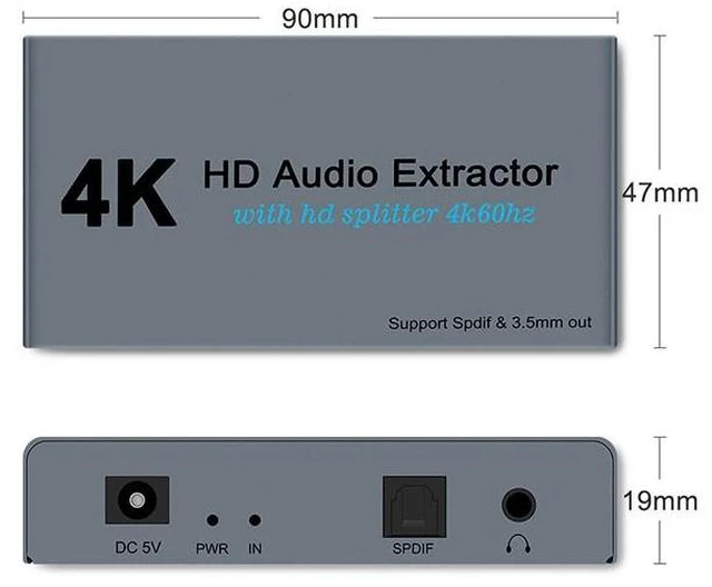 Alt view image 8 of 12 - High-defnition HDMl audio splitter - 4KHD Audio Extractor - 2-in-2-out distributor switcher