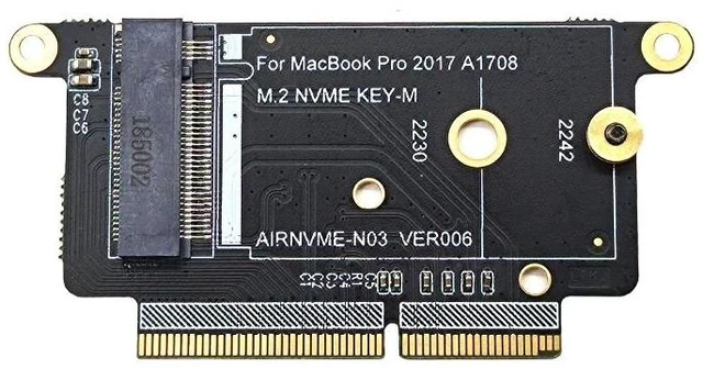 Alt view image 8 of 13 - A1708 SSD Adapter NVMe PCI Express PCIE to NGFF M2 SSD Adapter Card M.2 SSD for Apple Macbook Pro Retina 13" A1708 2016 2017