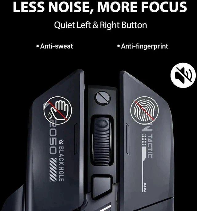 Alt view image 10 of 10 - Wireless Mouse for Laptop, 2.4G/Bluetooth 5.0 Wireless Mouse, Gaming Mouse, RGB Lighting, 2400 DPI, 6 Buttons, Visible Battery, Type-C Charging, Wireless Mouse for Windows, macOS Linux, iOS