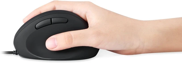 Alt view image 8 of 10 - Perixx PERIMICE-519 Wired Ergonomic Vertical Mouse - Portable Small Design - 105x67x58 mm - Right Handed Black