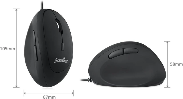 Alt view image 10 of 10 - Perixx PERIMICE-519 Wired Ergonomic Vertical Mouse - Portable Small Design - 105x67x58 mm - Right Handed Black