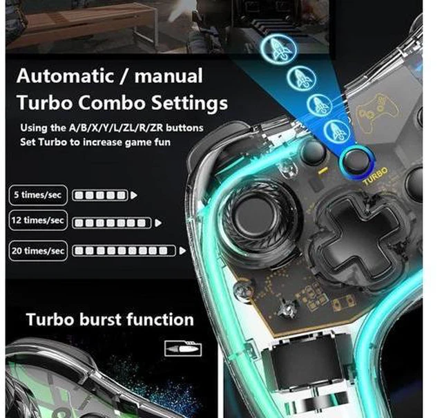 Alt view image 12 of 14 - Switch Controller,Wireless Switch Pro Controller Compatible with Nintendo Switch/Switch lite/Switch OLED,Pro Controller Switch Support Turbo,Wake-up Function and Adjustable LED