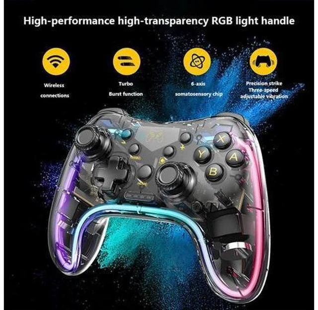 Alt view image 9 of 14 - Switch Controller,Wireless Switch Pro Controller Compatible with Nintendo Switch/Switch lite/Switch OLED,Pro Controller Switch Support Turbo,Wake-up Function and Adjustable LED